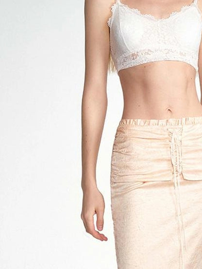 OfAkiva Crescent Window Pleated Satin Wrap Skirt