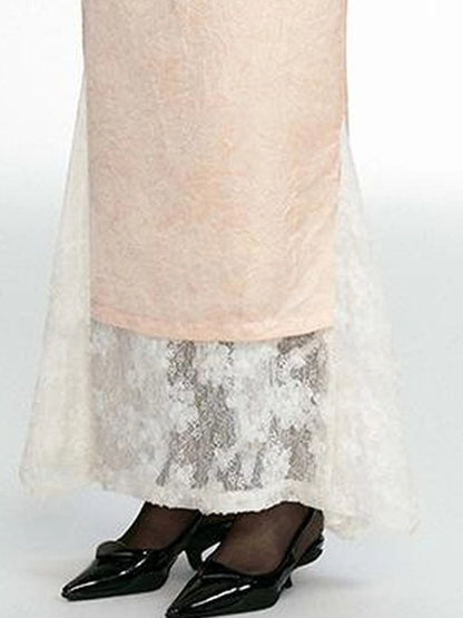 OfAkiva Crescent Window Pleated Satin Wrap Skirt