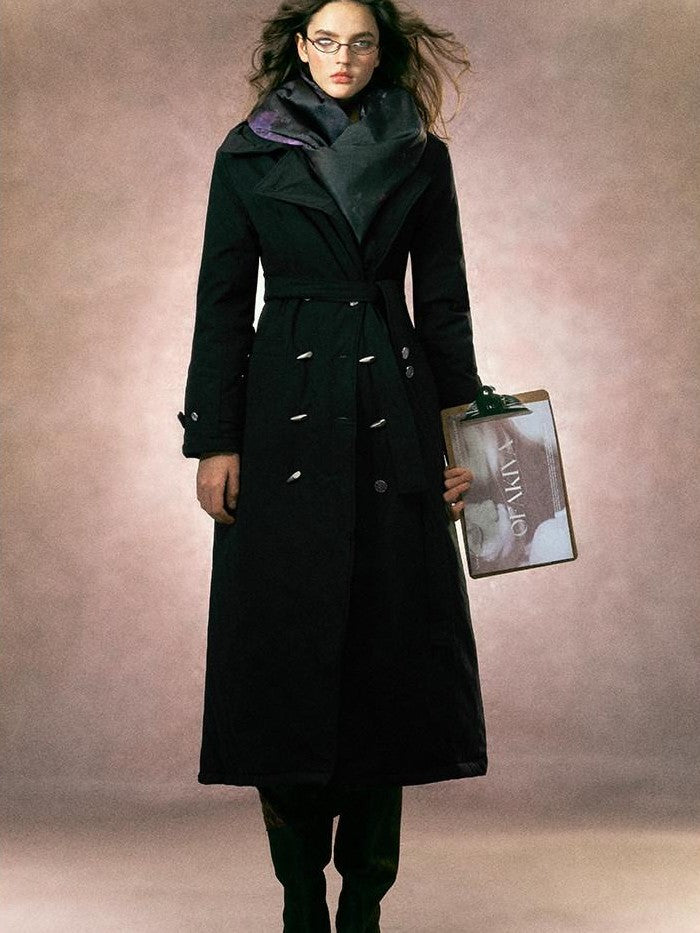 OfAkiva Detachable Hood Double Collar Fur Women&