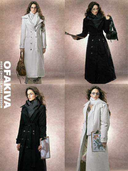 OfAkiva Detachable Hood Double Collar Fur Women&