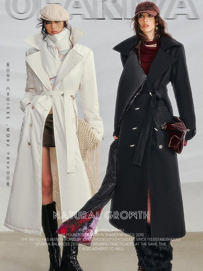 OfAkiva Detachable Hood Double Collar Fur Women&