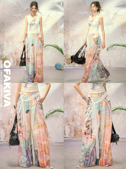 OfAkiva Dream Fragment Structural Line Print Pleated Embroidered Women&