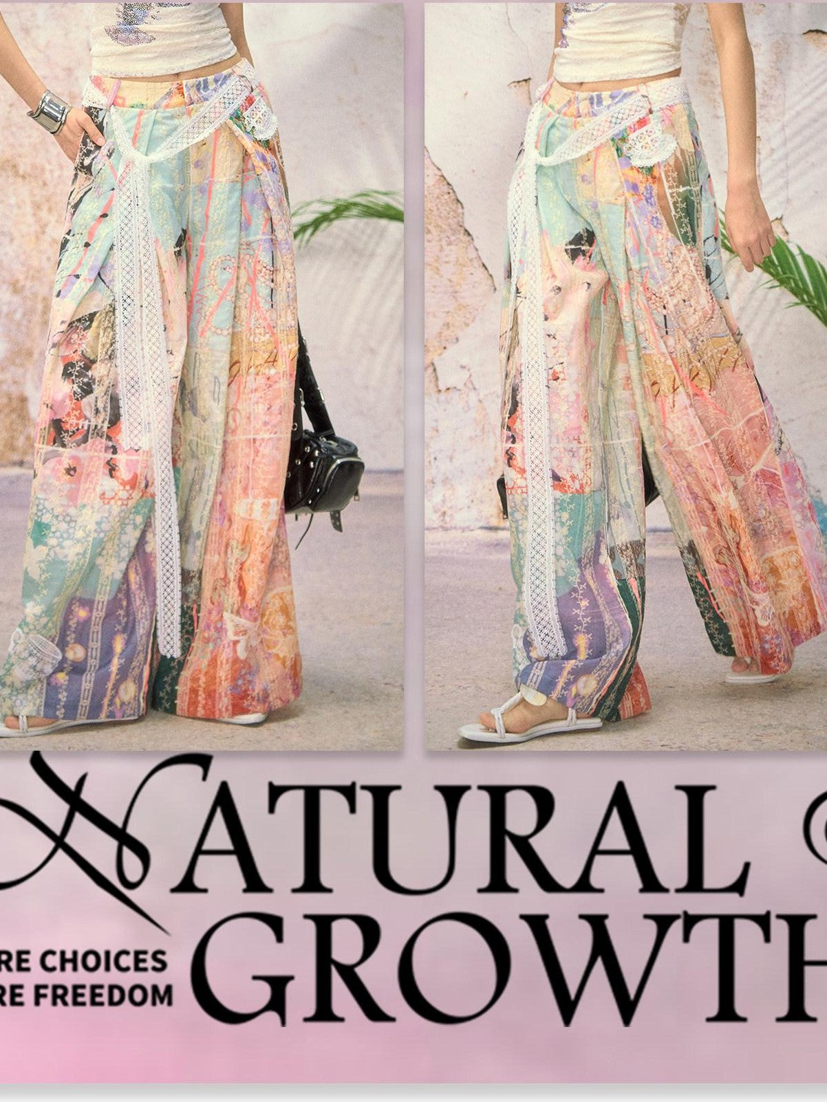 OfAkiva Dream Fragment Structural Line Print Pleated Embroidered Women&