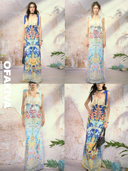 OfAkiva Embroidered Lace Cutout Tarot Print Women&