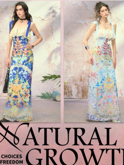 OfAkiva Embroidered Lace Cutout Tarot Print Women&