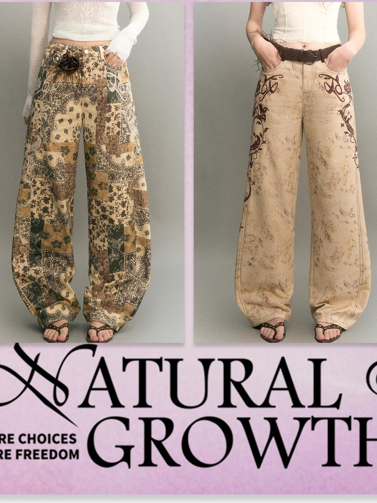 OfAkiva Embroidered Print Washed Cocoon High Waist Women&