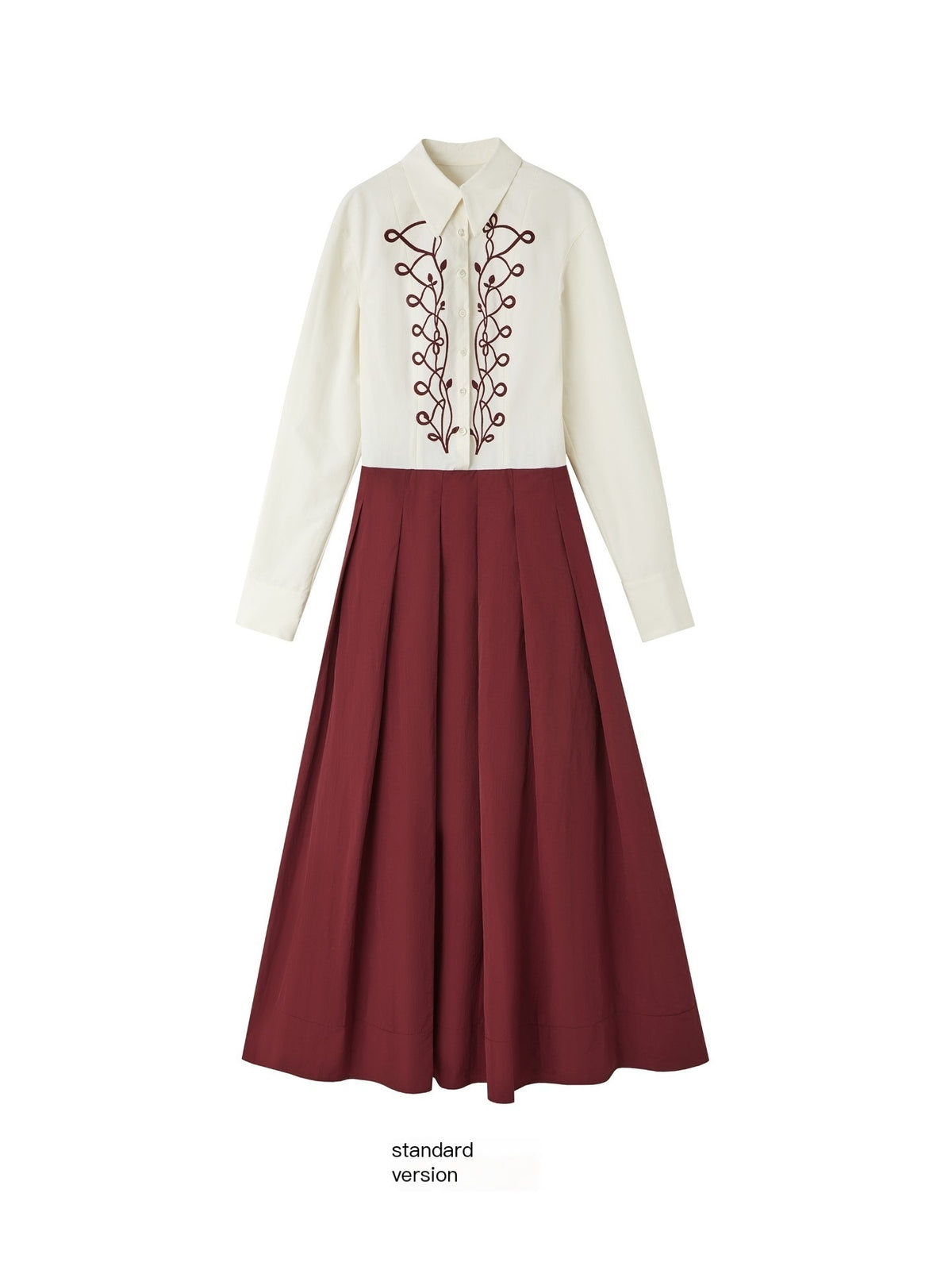 OfAkiva_Embroidered_Ruched_Waist_Colorblock_Shirt_Women&