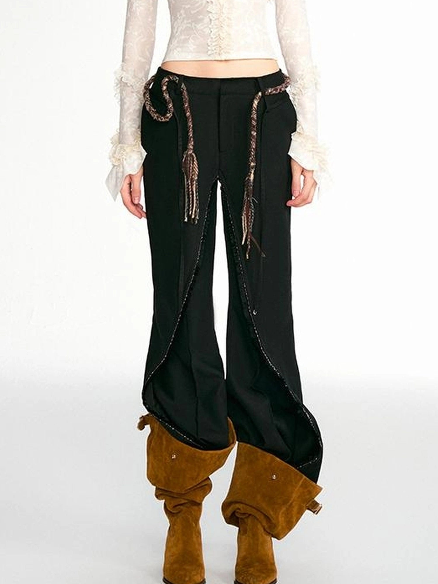 OfAkiva Fakiva Double Layer Fringe Trousers