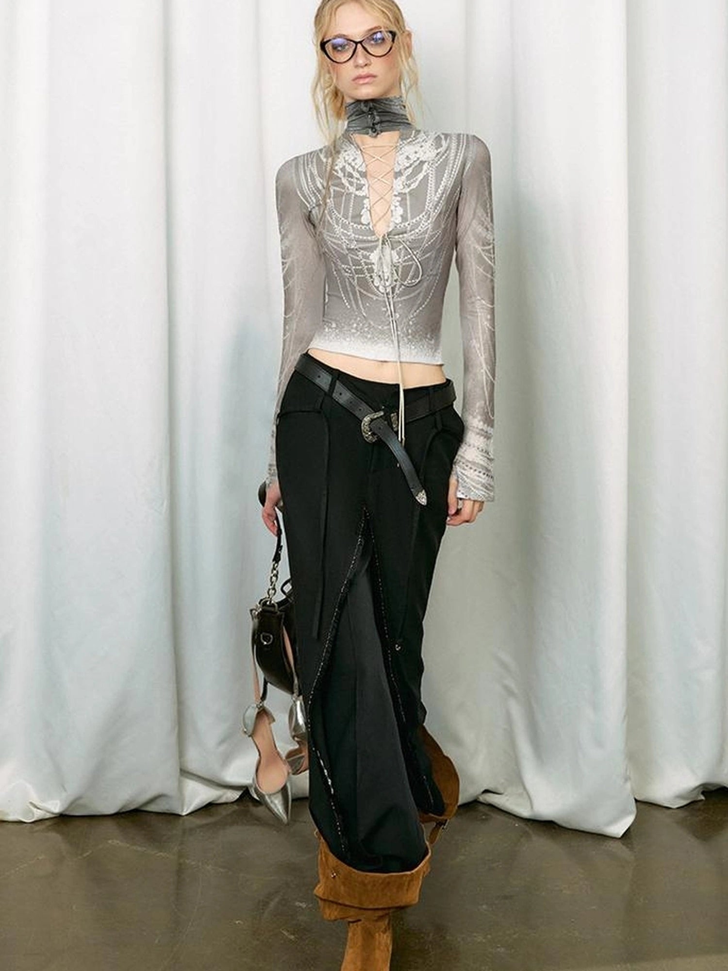 OfAkiva Fakiva Double Layer Fringe Trousers