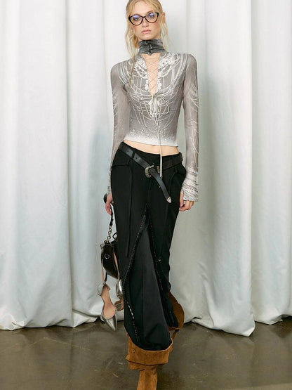 OfAkiva Fakiva Double Layer Fringe Trousers