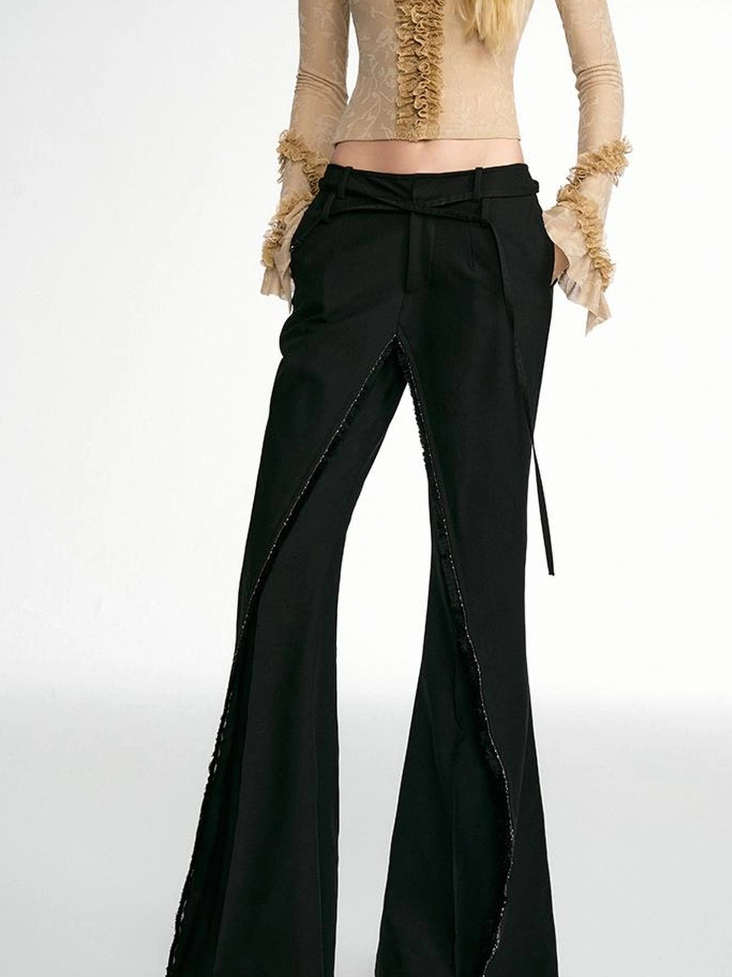 OfAkiva Fakiva Double Layer Fringe Trousers