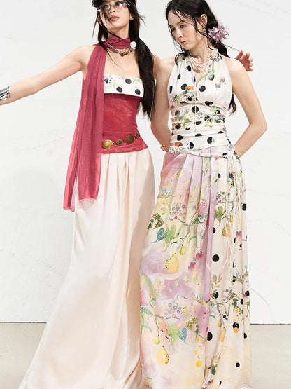 OfAkiva Fantasy Flora Dot Print Halter Top