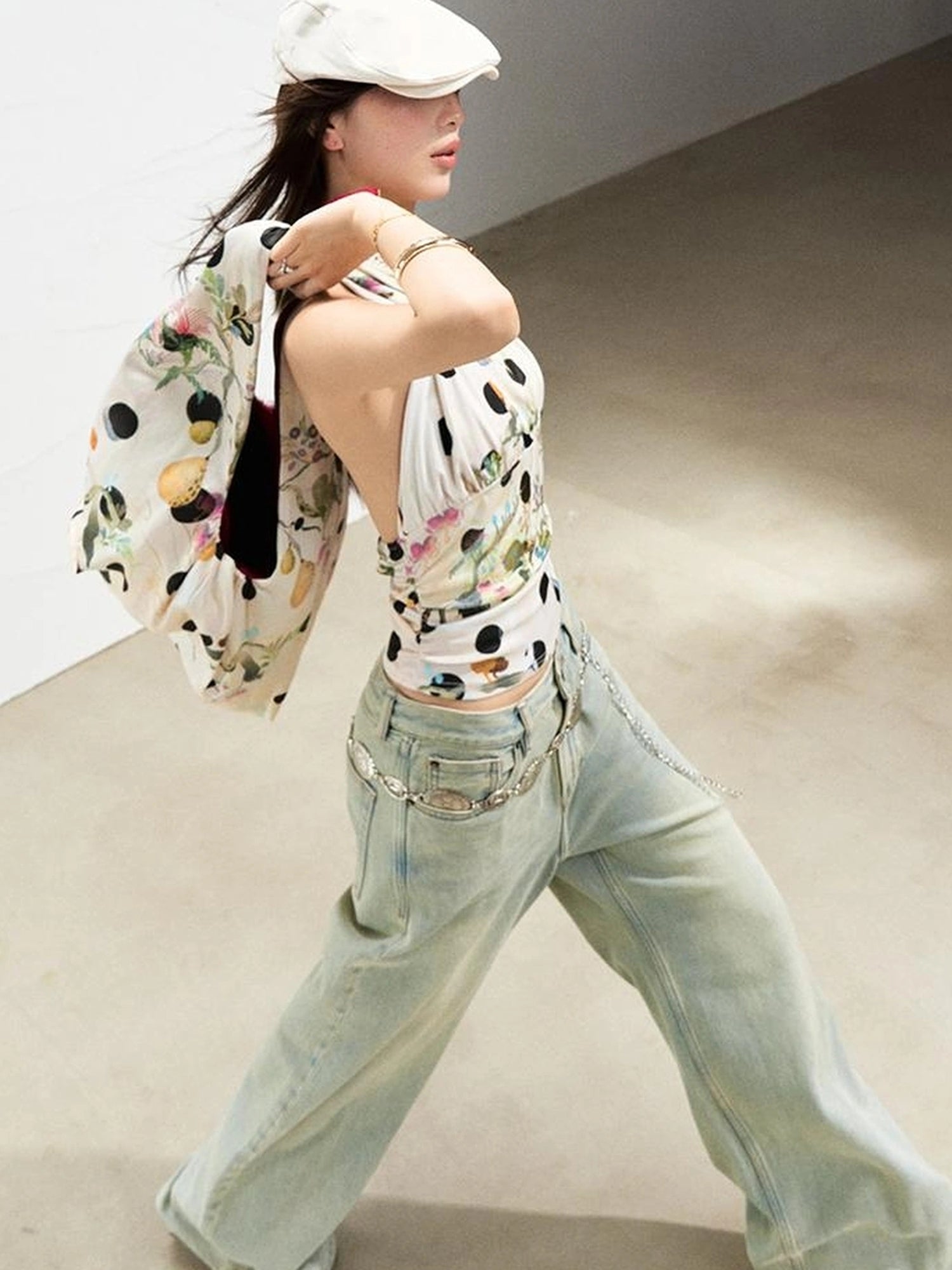 OfAkiva Fantasy Flora Dot Print Halter Top