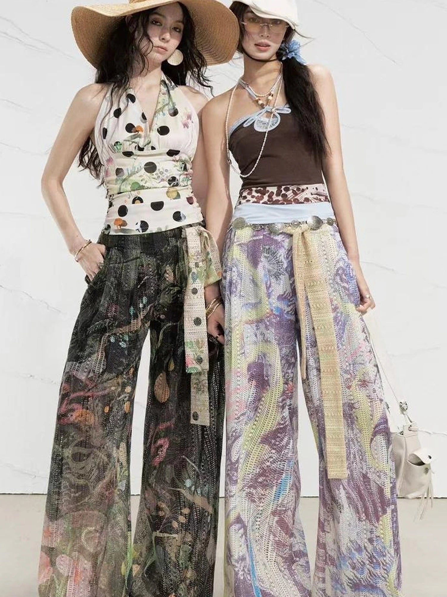 OfAkiva Fantasy Flora Dot Print Halter Top