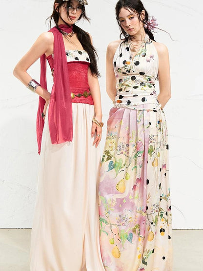 OfAkiva Fantasy Flora Dot Print Halter Top