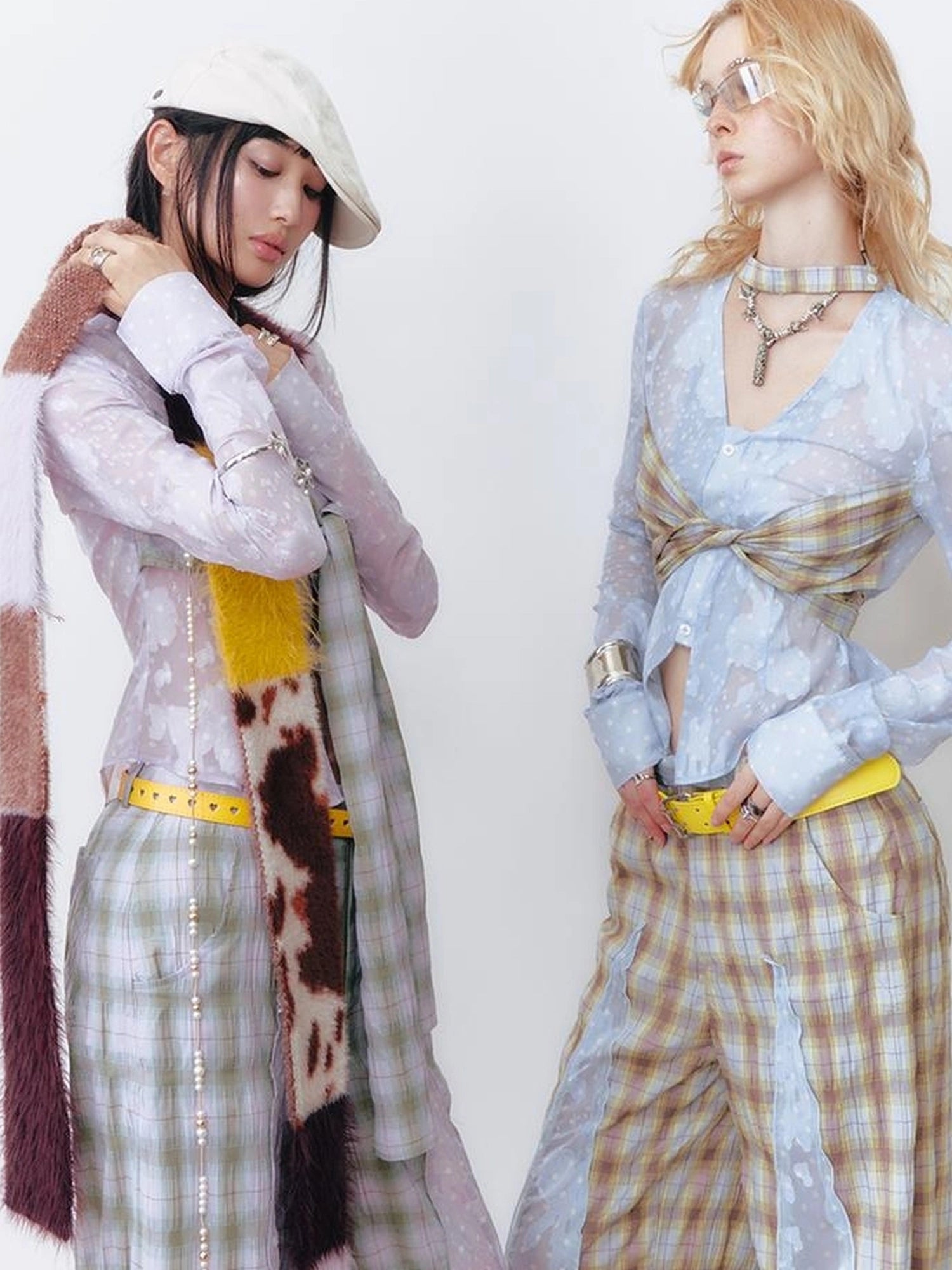 OfAkiva Fantasy Weave Color Block Cow Print Scarf