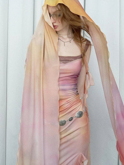 OfAkiva Floral Chiffon Knit Wrap Dress