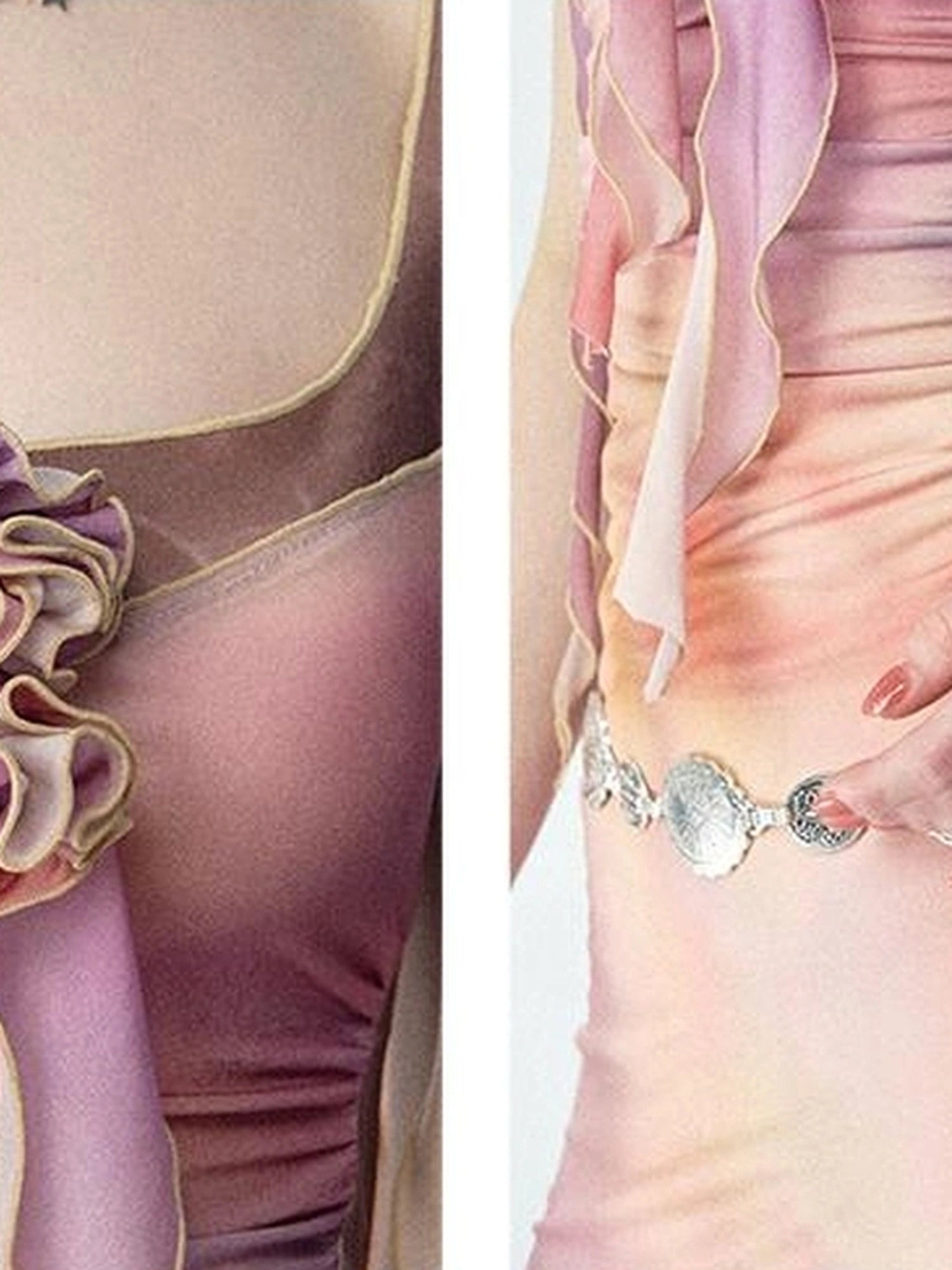 OfAkiva Floral Chiffon Knit Wrap Dress