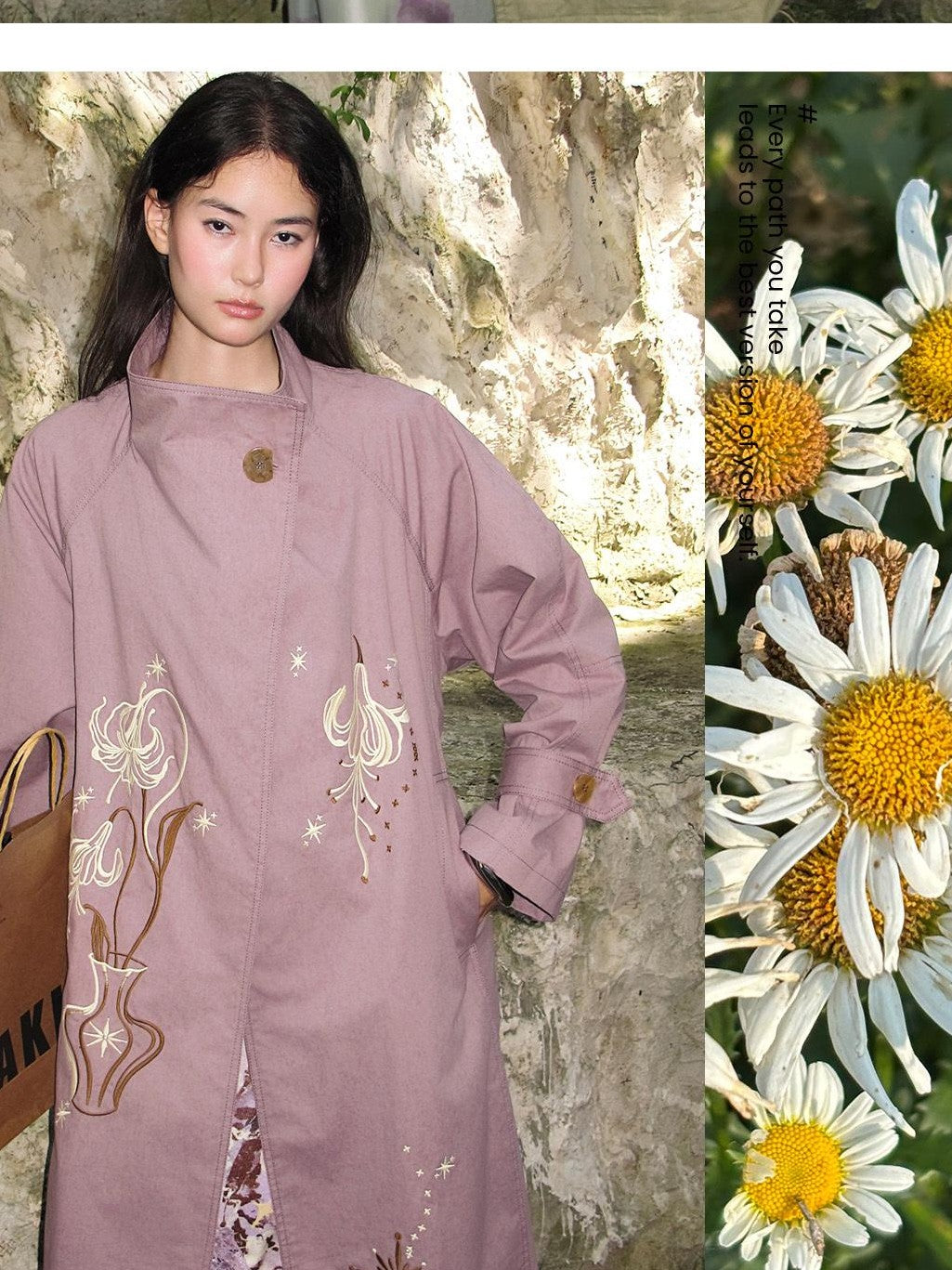 OfAkiva Floral Embroidered Mandarin Collar Women&