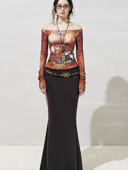 OfAkiva Floral Lace Shoulder Cutout Fitted Top