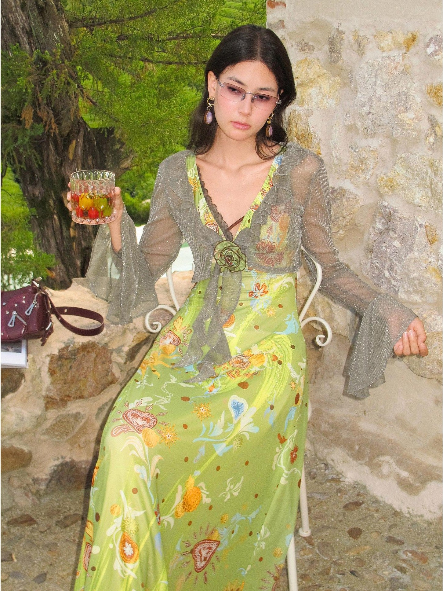OfAkiva Floral Lace V-neck High Waist Women&