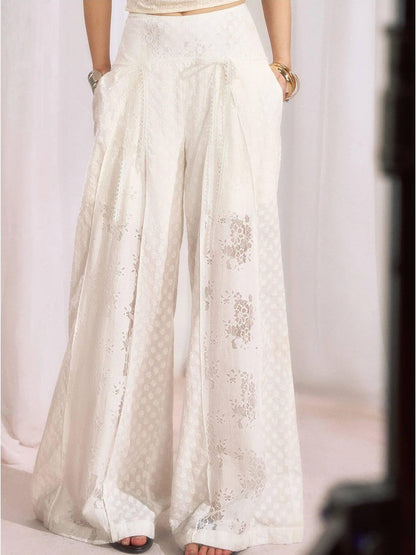 OfAkiva Floral Patchwork Lace Cutout Wide Waist Women&
