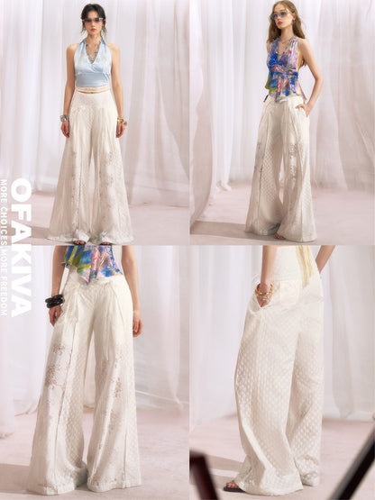 OfAkiva Floral Patchwork Lace Cutout Wide Waist Women&
