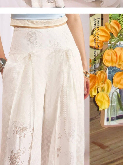 OfAkiva Floral Patchwork Lace Cutout Wide Waist Women&