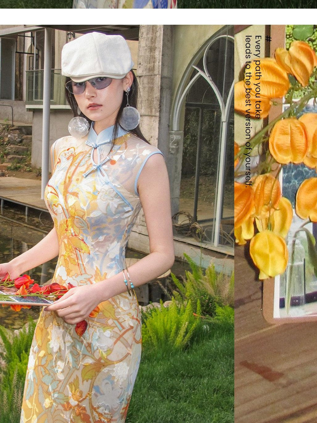 OfAkiva Floral Print Cheongsam Mermaid Women&