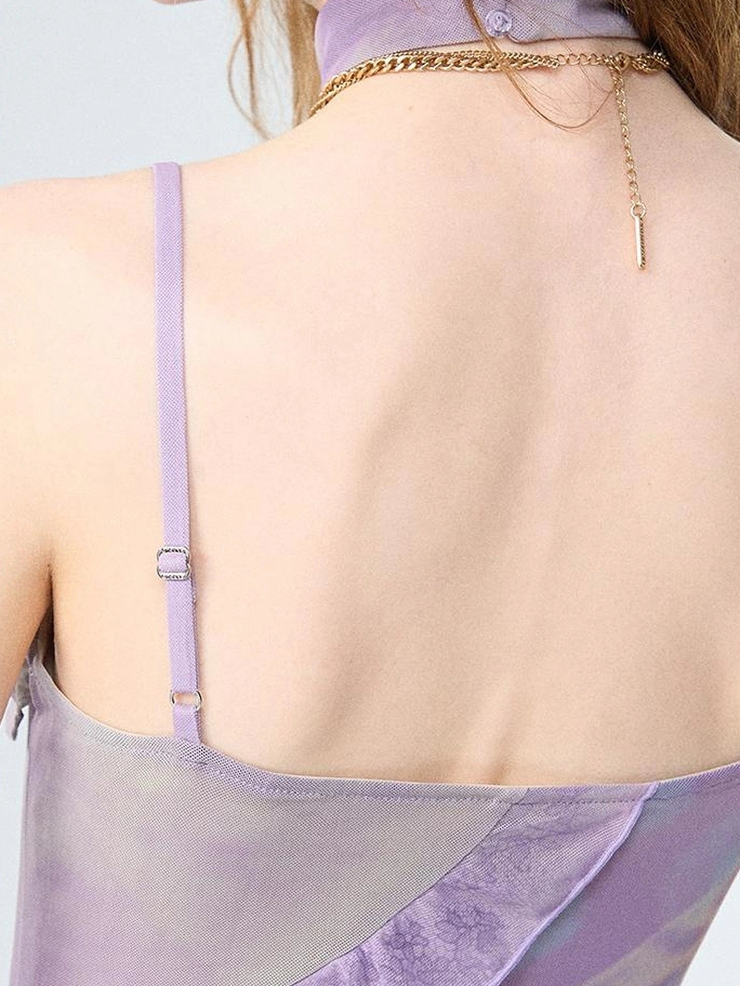 OfAkiva Floral Print Mesh French Slip V-neck Dress