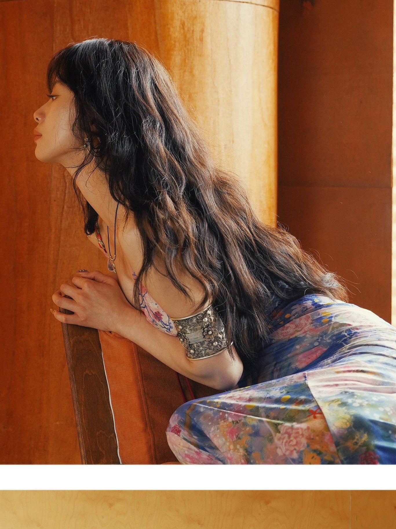 OfAkiva Flowing Oil Painting Floral Print Fishtail Strappy Women&