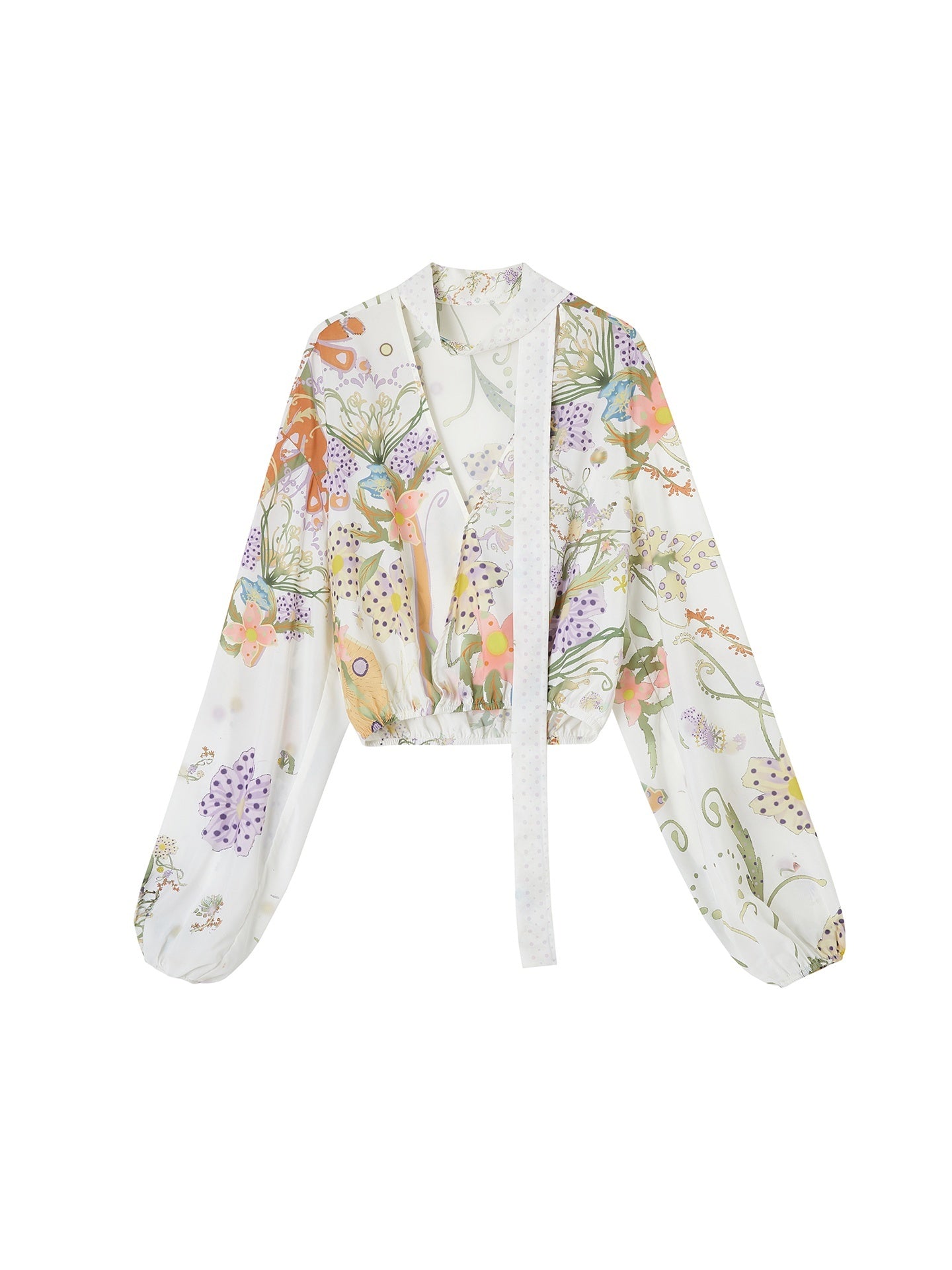 OfAkiva_Flowy_Printed_V-neck_Loose_Ribbon_Tie_Women&