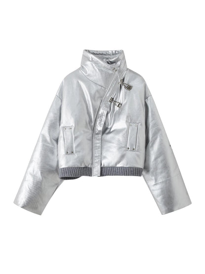 OfAkiva Fluid Sheen Metallic Short Puffer