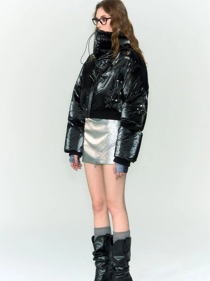 OfAkiva Fluid Sheen Metallic Short Puffer