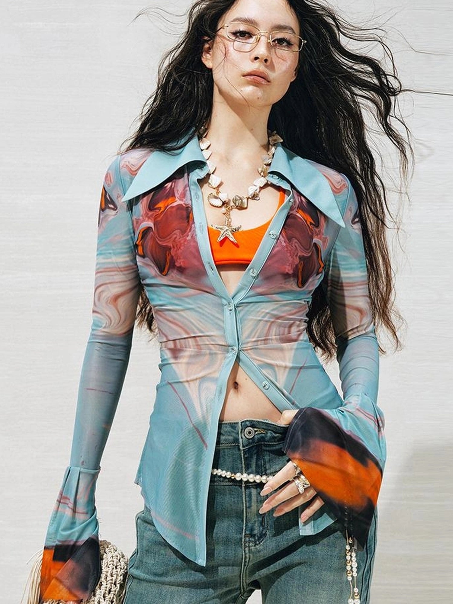 OfAkiva Gagosian Print Embroidered Shirt