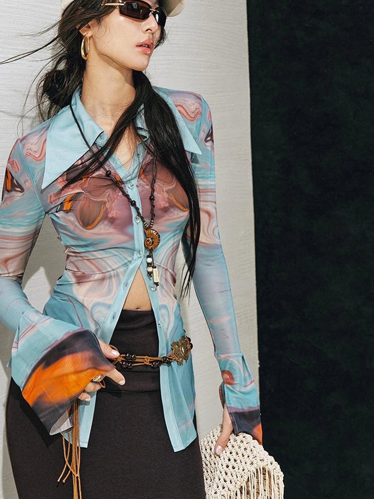 OfAkiva Gagosian Print Embroidered Shirt