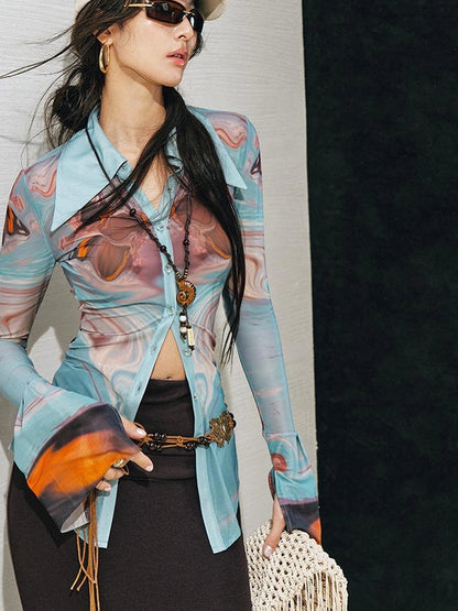 OfAkiva Gagosian Print Embroidered Shirt