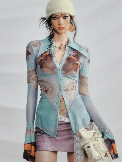 OfAkiva Gagosian Print Embroidered Shirt