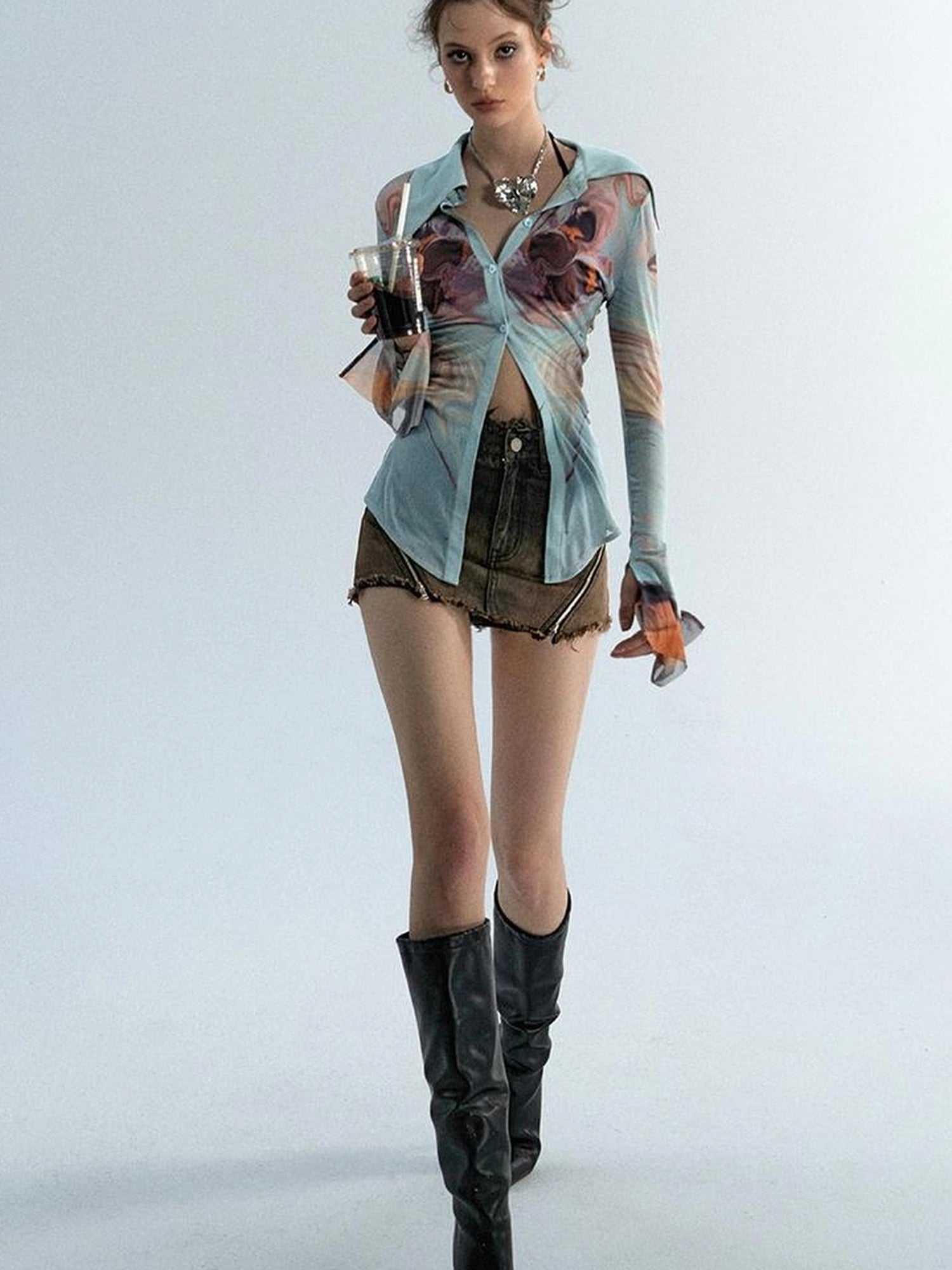 OfAkiva Gagosian Print Embroidered Shirt