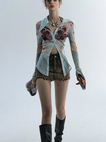 OfAkiva Gagosian Print Embroidered Shirt