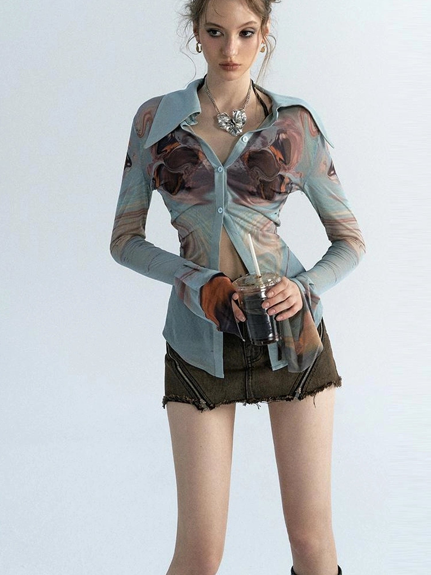 OfAkiva Gagosian Print Embroidered Shirt