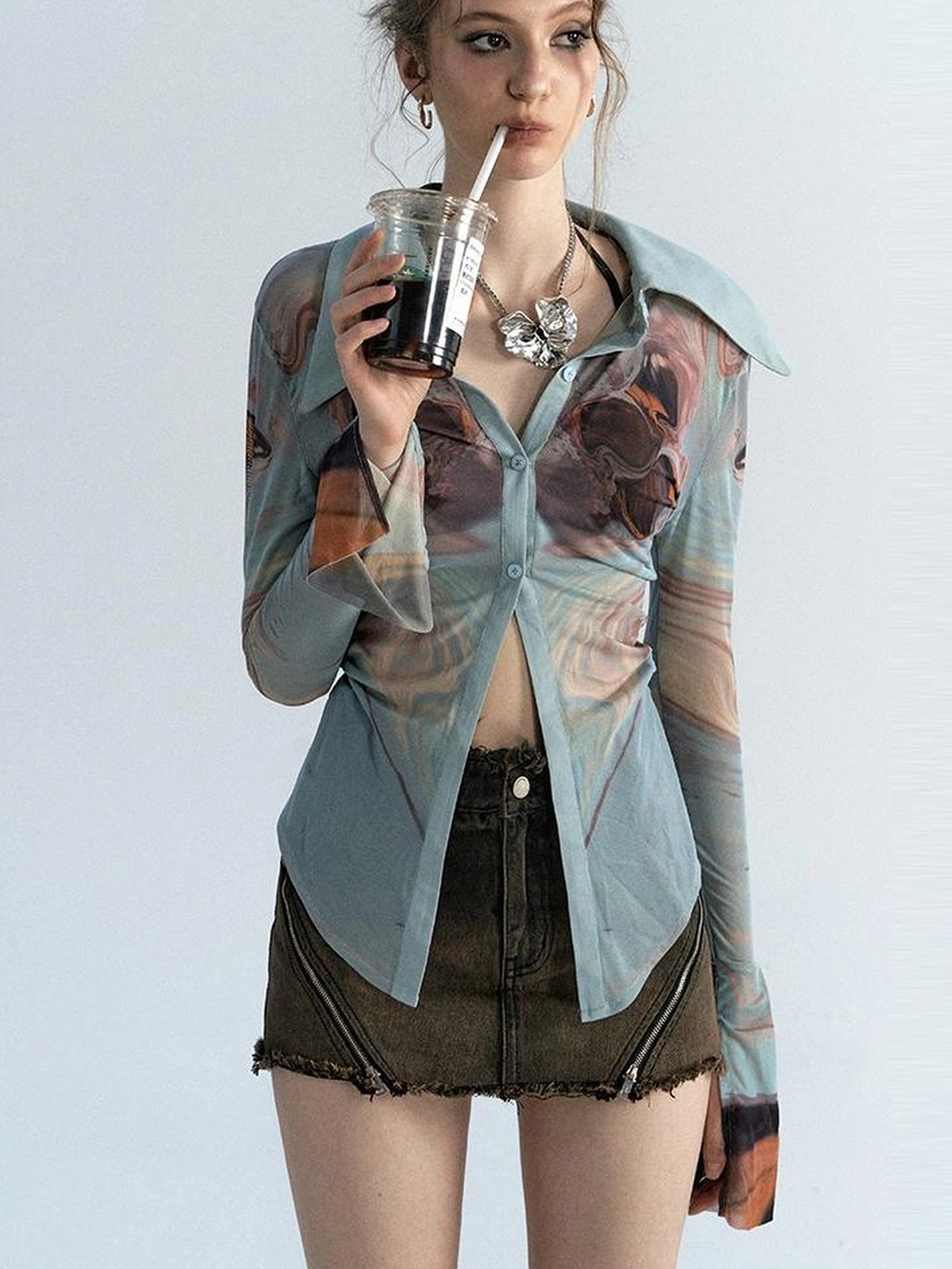 OfAkiva Gagosian Print Embroidered Shirt