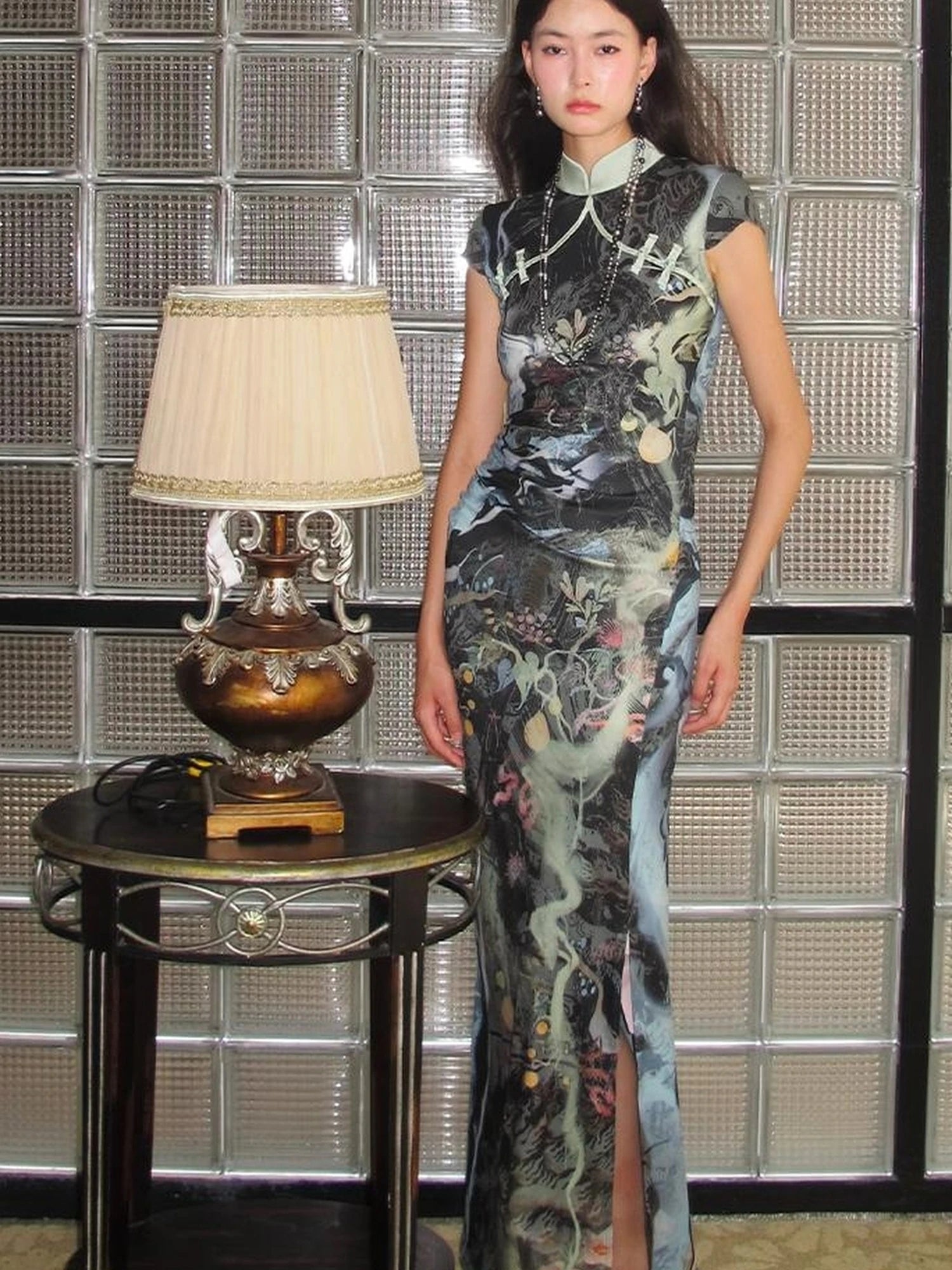 OfAkiva Galactic River Forest Qipao Dress