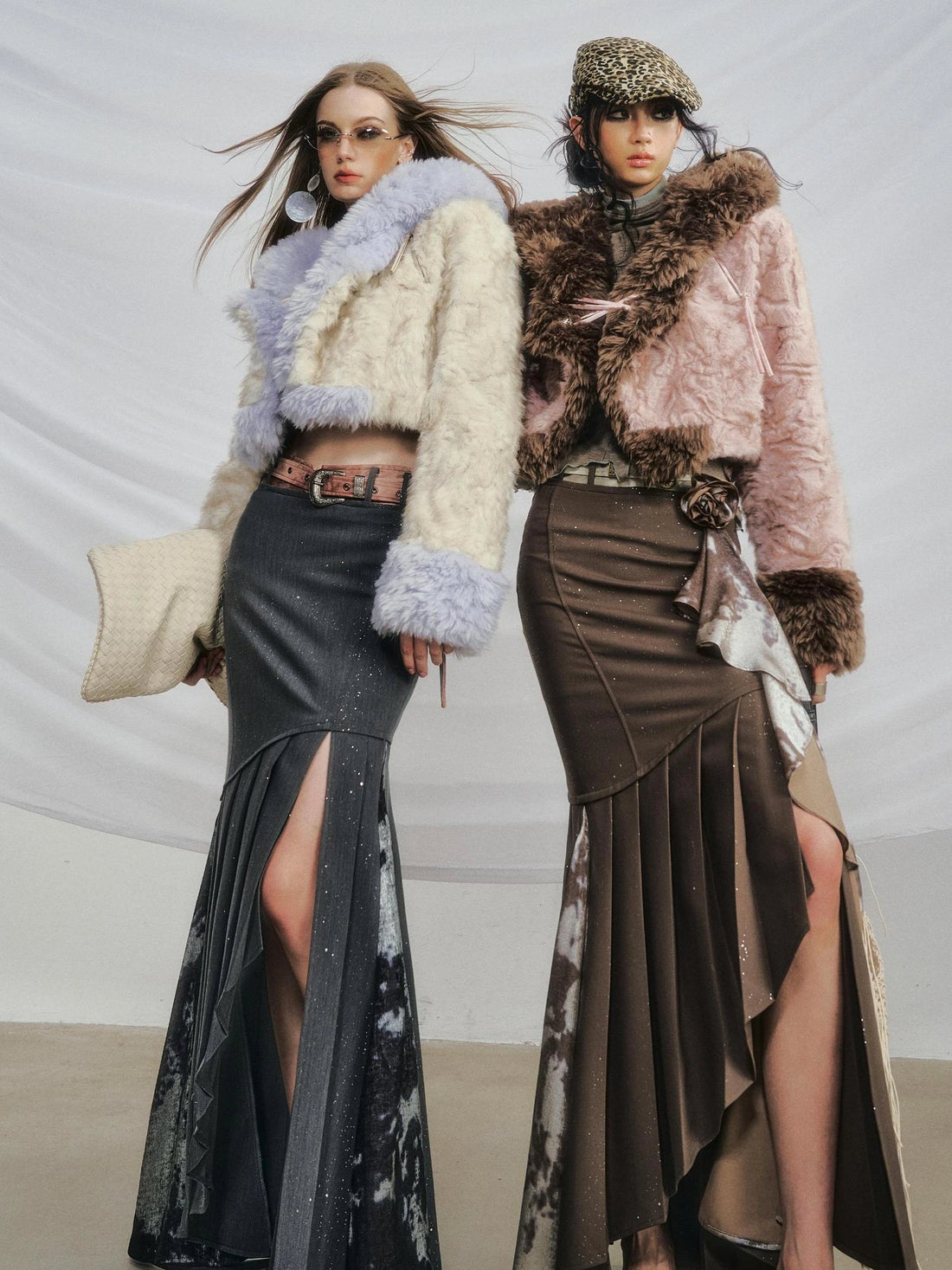 OfAkiva Galaxy Glitter Pleated Mermaid Skirt