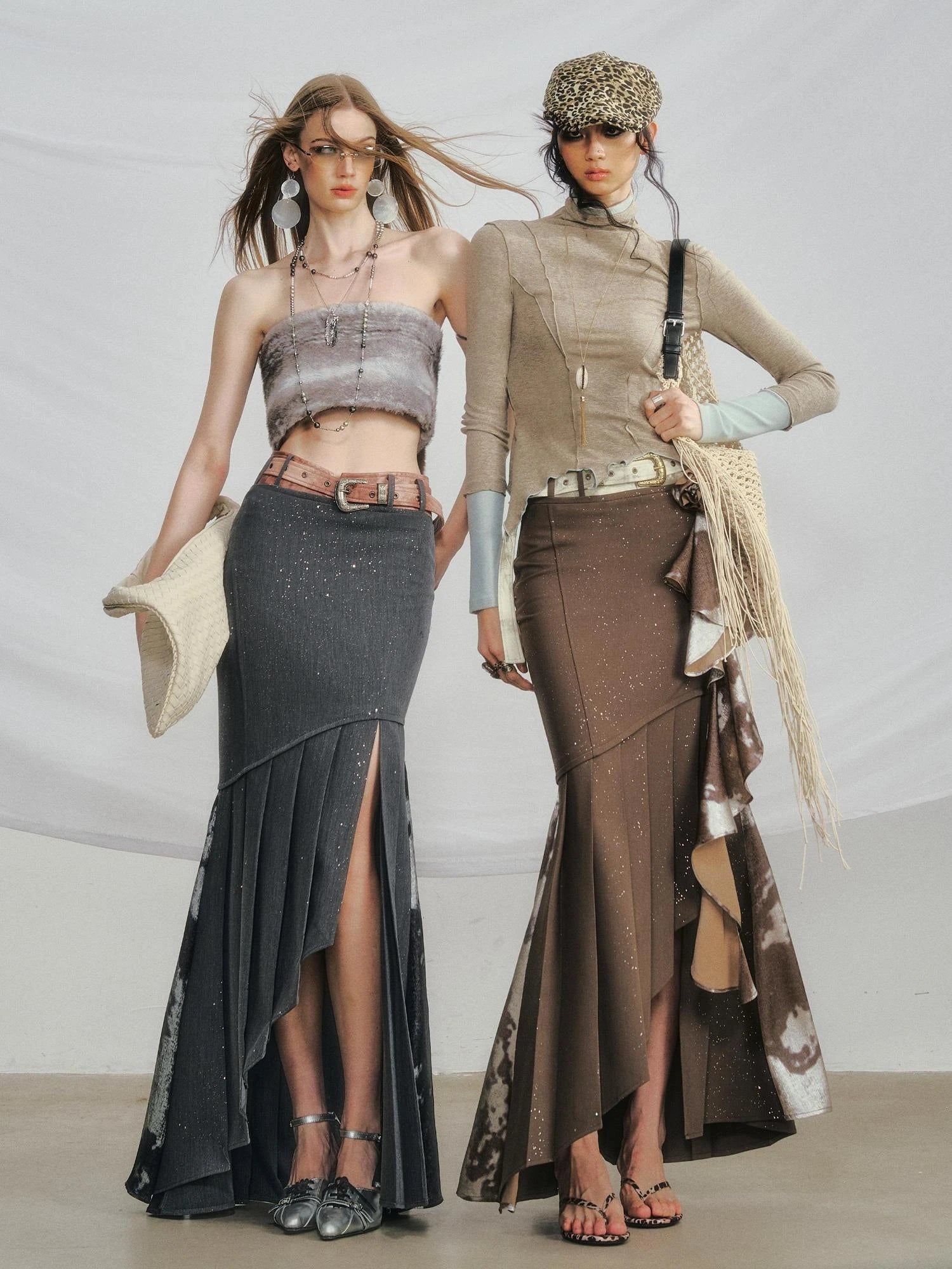 OfAkiva Galaxy Glitter Pleated Mermaid Skirt