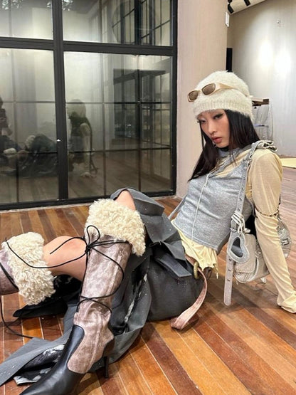 OfAkiva Galaxy Glitter Pleated Mermaid Skirt