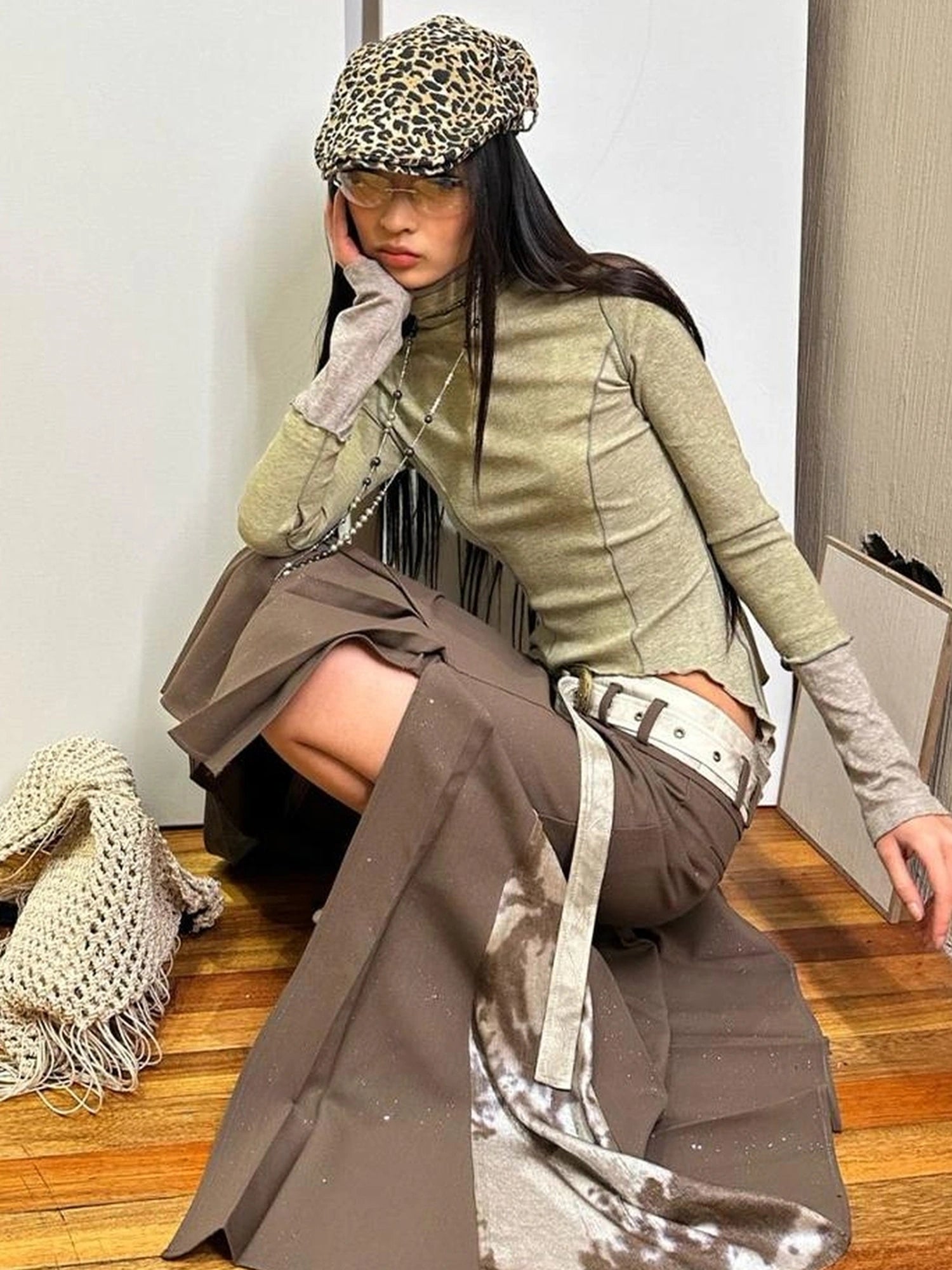 OfAkiva Galaxy Glitter Pleated Mermaid Skirt