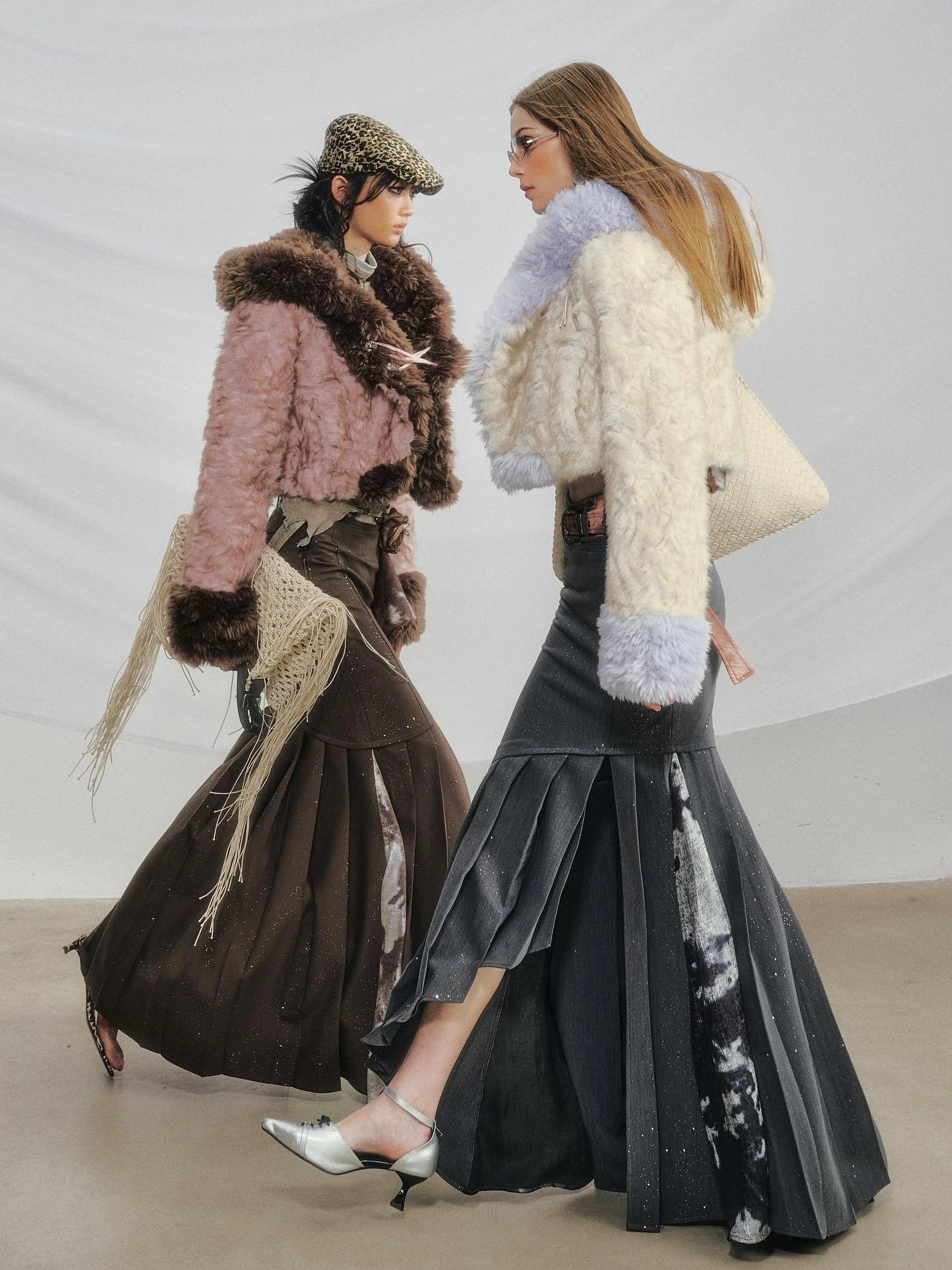 OfAkiva Galaxy Glitter Pleated Mermaid Skirt