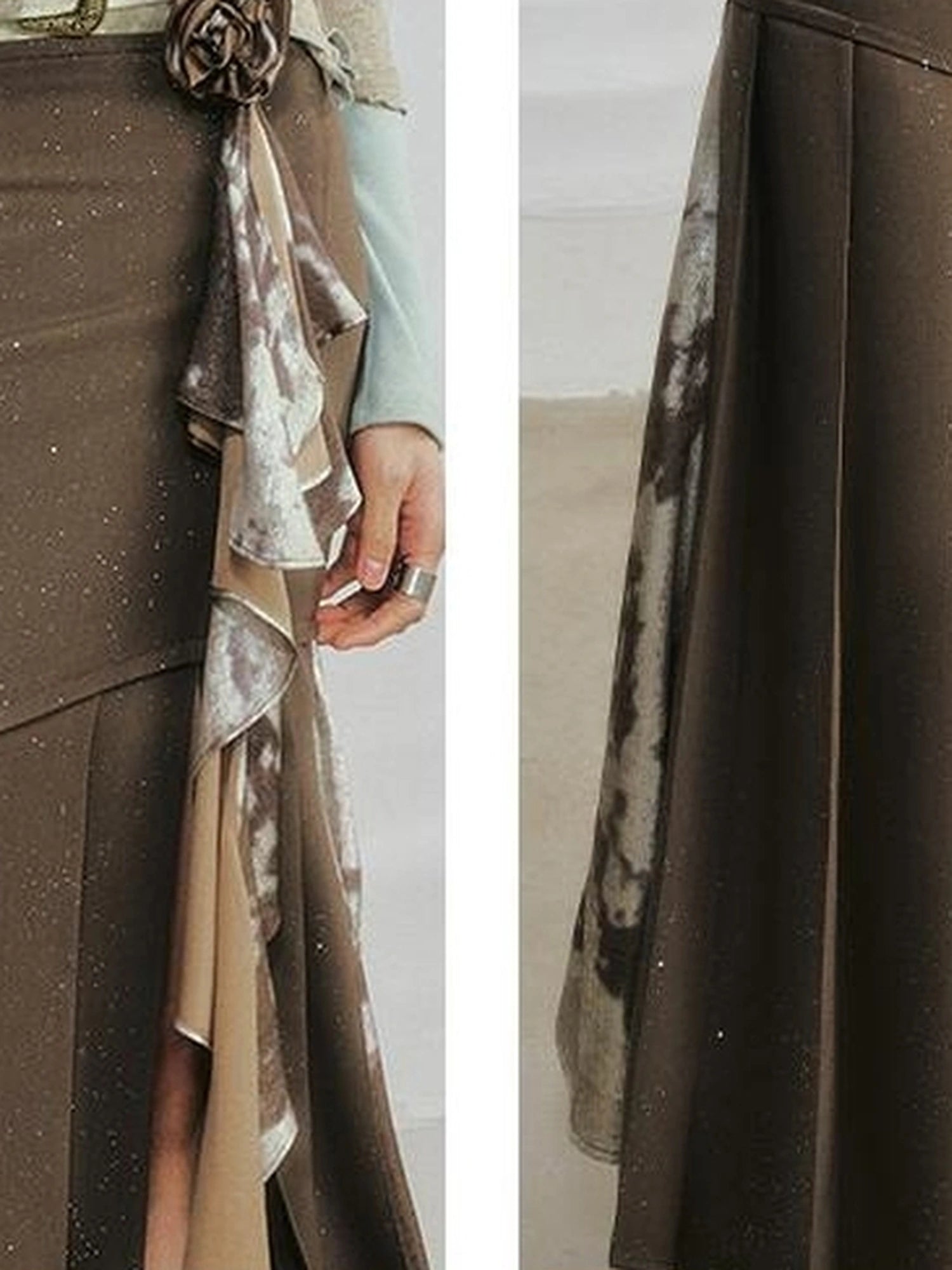 OfAkiva Galaxy Glitter Pleated Mermaid Skirt