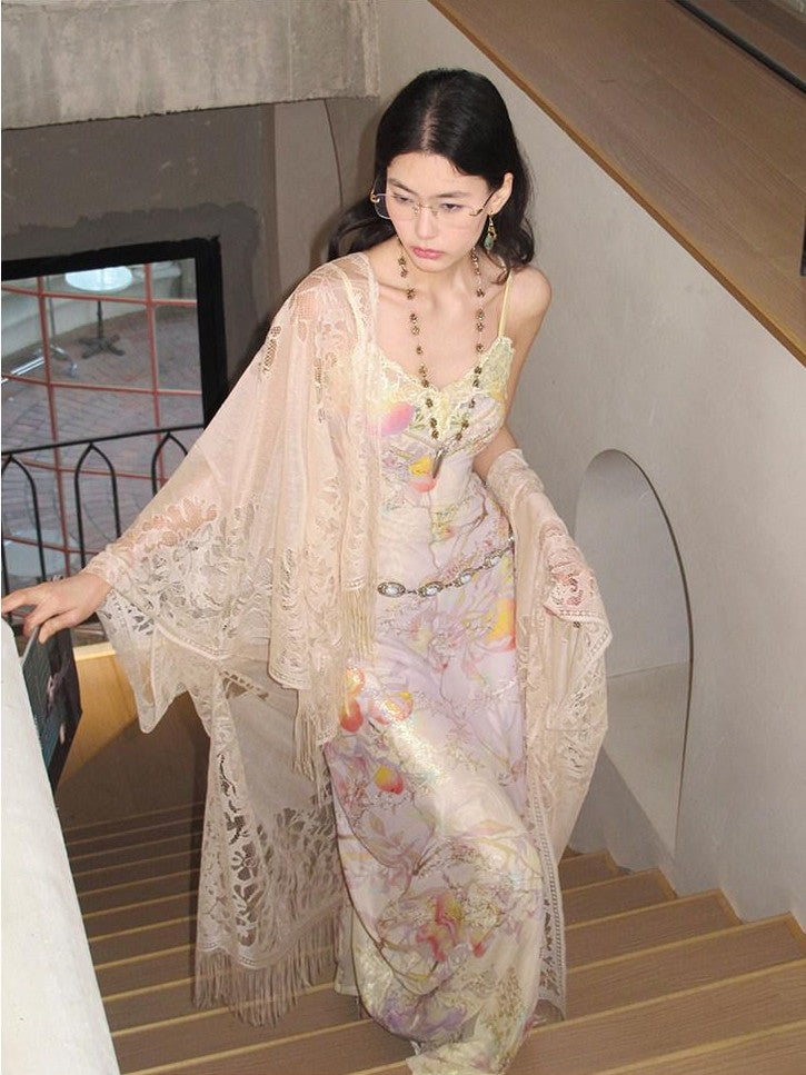 OfAkiva Gold Embroidery Print Colorblock Women&